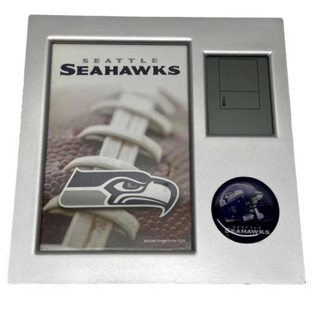 Seattle Seahawks Desk Alarm Clock Picture‎ Frame NFL Official Football Logo EUC
